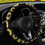 Doingart Universal Steering Wheel Cover - Auto Car Daisy Sunflower Steering Wheel Cover Non-slip and Sweat Absorption Steering Wheel Cover Universal 14.5 to 15.25 inches