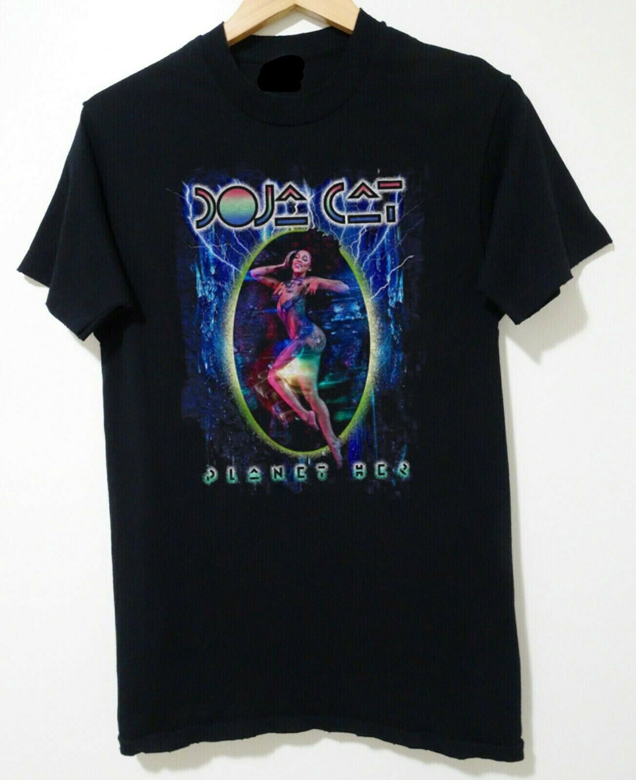 Doja Cat T-Shirt Officiel Lightning Planet Her Logo - Unisexe Noir, Collection Authentique Et Tendance