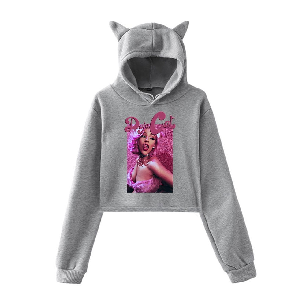 Cat crop top hoodie hot sale