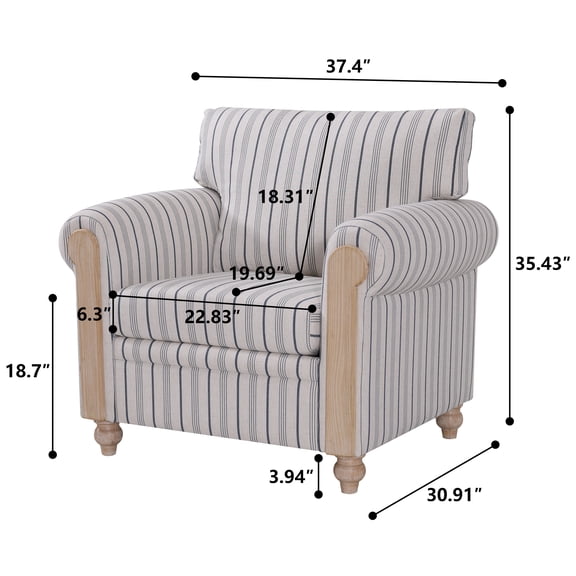 Dokea 1 Seater Sofa - 37.4W Birch Legs - Living Room Comfort