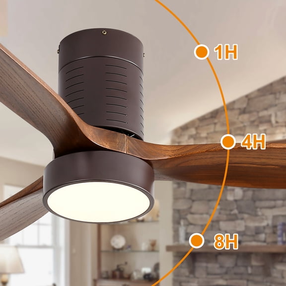 Dokea 52 Wood Flush Mount Ceiling Fan w/ LED Light & Remote