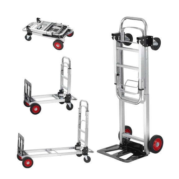 Dokea Aluminum Folding Hand Truck - 2 in 1 Design, 400 lbs Capacity, Silver - Hand Trucks And Dollies