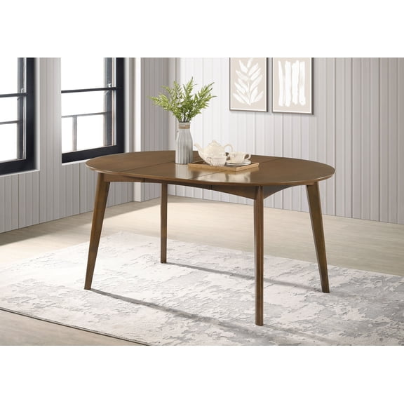 Dokea Dark Walnut Extension Leaf Dining Table - 6 Piece, Walnut, Solid Wood+MDF, Dining Room