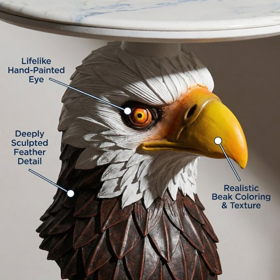 Eagle Head Accent Table Resin End Table - Rustic Livingroom Piece