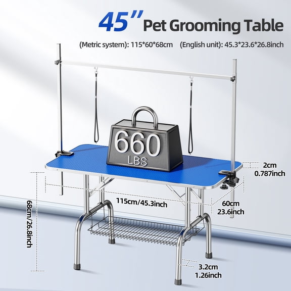 Dokea Large Blue Pet Grooming Table - 46'' Heavy Duty