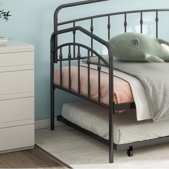Dokea Twin Daybed with Twin Truffle, Black Metal Frame