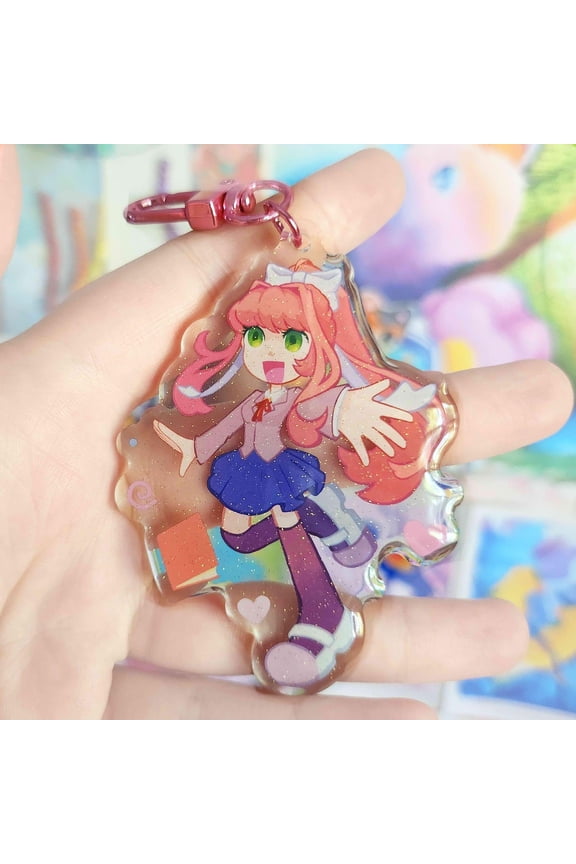 Doki Doki Glitter Acrylic Keychain