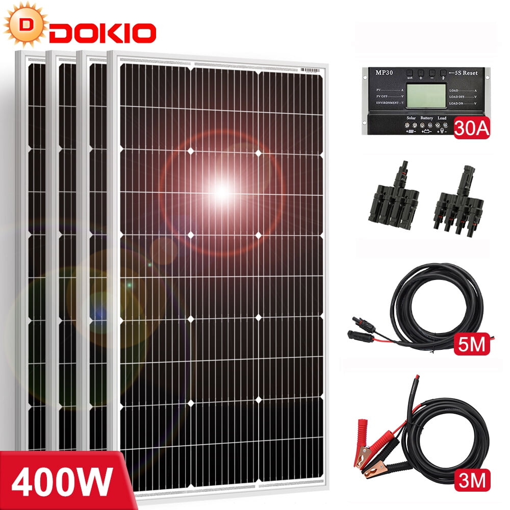 Dokio 4X100w 400w Rigid Monocrystalline Solar Panel Kit for Home/Caravan/RV/Boat
