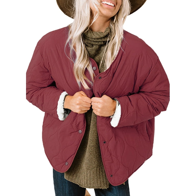 Women's collarless puffer jacket top