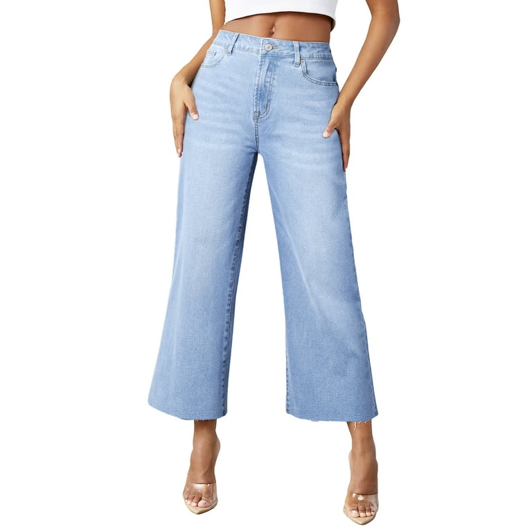 Dokotoo Women's High Waist Wide Leg Jeans, Stretchy
