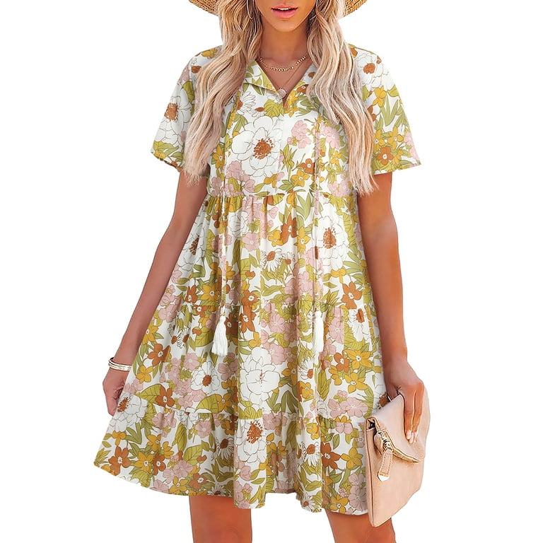 Bohemian Print Tassel V Neck Printed Dress Dresses Bohemian Print Tassel V Neck Printed Dress Dresses