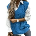thumbnail image 1 of Dokotoo Women's Blue Cable Knitted Sweater Vest Oversized Sleeveless Sweaters Tops Loose V Neck Winter Knit Tank Casual Oversize Warm Vest, US 12-14(L), 1 of 7