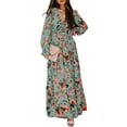 thumbnail image 1 of DOKOTOO Women's Green Bridesmaid Maxi Dresses Fashion Floral Printed Long Sleeve Guests Dresses Spring Dress Fall Dress Easter Dress for Women, US 16-18(XL), 1 of 8