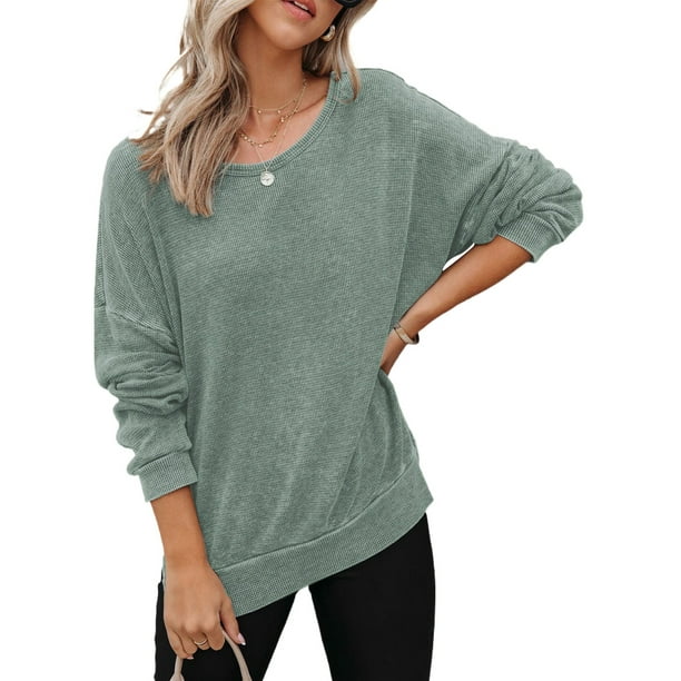 Dokotoo Women's Pullover Sweatshirt Loose Fit Round Neck Sweatshirts