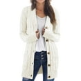 thumbnail image 1 of DOKOTOO Women's White Solid V-neck Open Front Cardigan Sweaters Button Down Knit Sweater Coat Size Small US 4-6, 1 of 12
