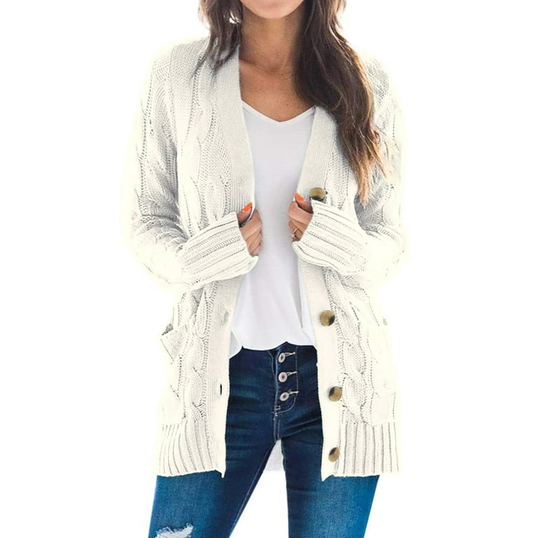 Dokotoo Womens Front Cardigan White Sweaters for Women Cardigans Size 3X Plus Size Cardigan - Walmart.com