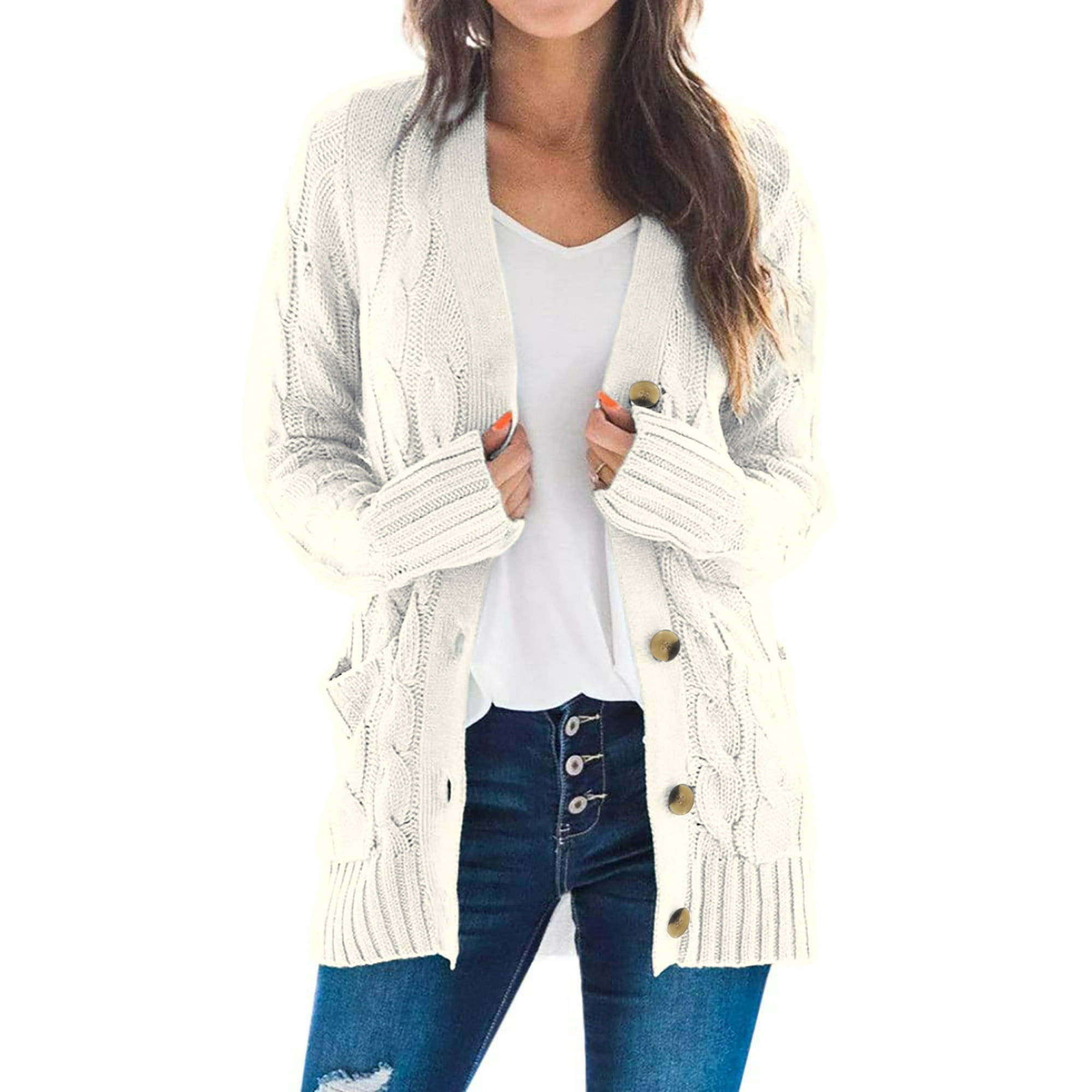 Dokotoo Button up White for Women Long Length White Cardigan Plus Size 4X - Walmart.com