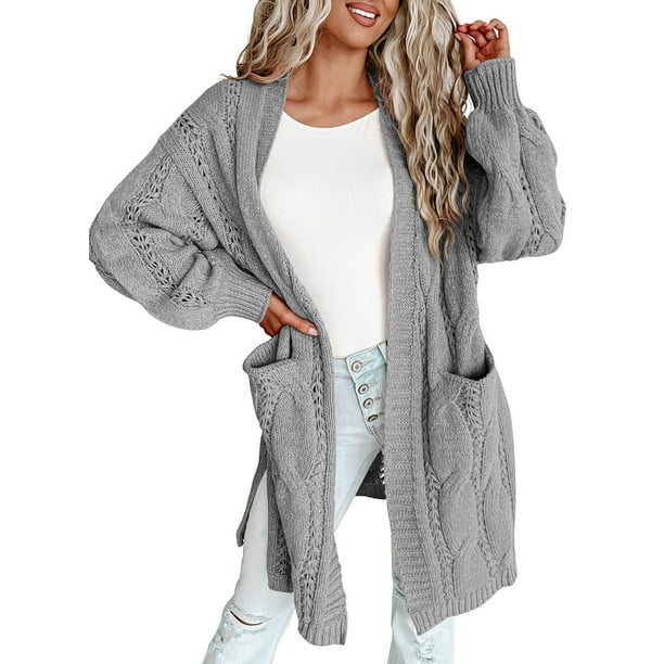 Dokotoo Womens Long Cardigan Long Sleeve Ribbed Knit Sweaters Plus Size ...