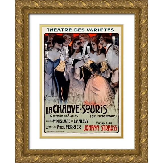 Dola, Georges 14x18 Gold Ornate Wood Framed with Double Matting Museum Art Print Titled - La Chauve-Souris/Der Fledermaus