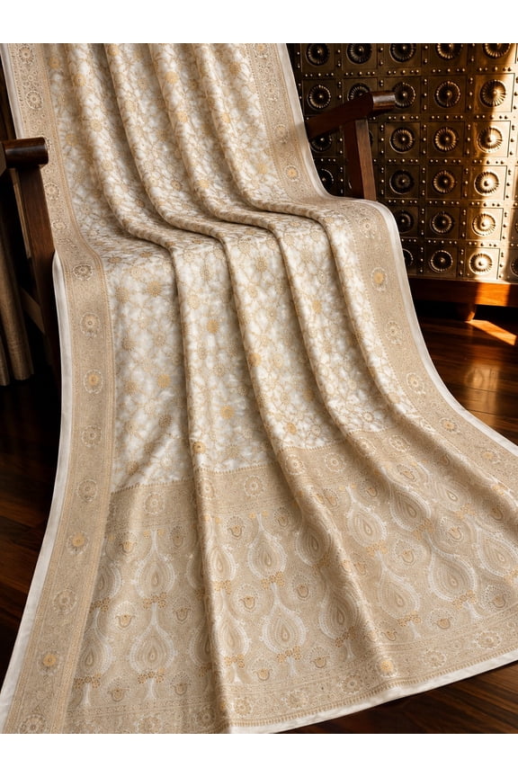 Dola Silk Saree – Soft Woven Floral Design, Rich Border, Luxury Ethnic Wear