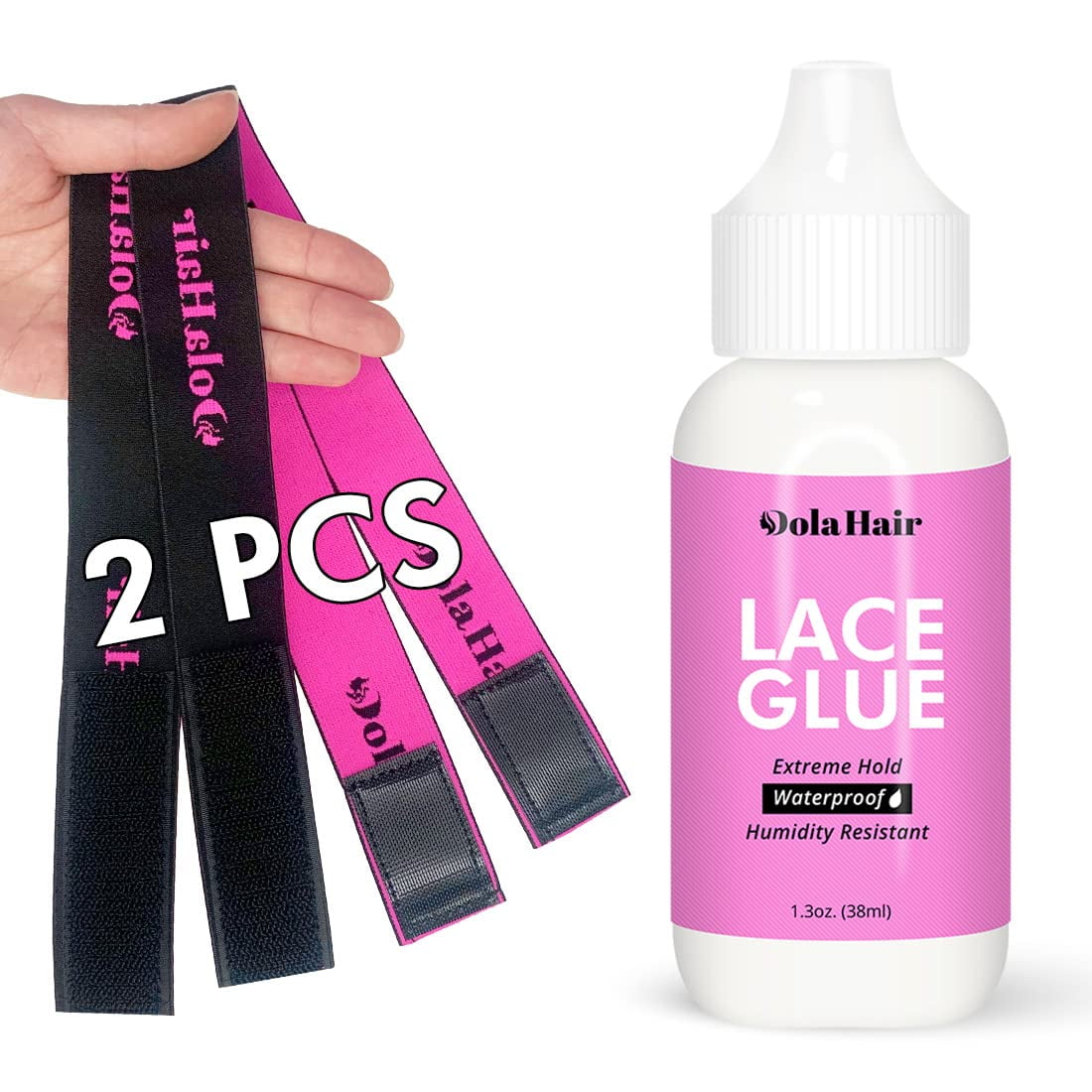 Dolahair Lace Glue for Wigs Wig Glue for Front Lace Wig Waterproof Super Hold Hair Glue for Weave Invisible Hair Bonding Glue Extreme Hold for Hair Systems Lace Glue 2 Wig Bands