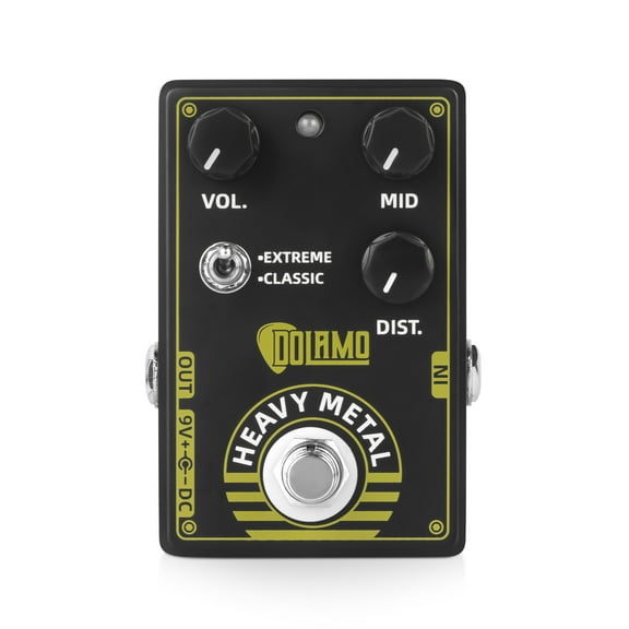 Dolamo Heavy Metal Guitar Effects Pedal High Gain Distortion Volume/Mid DC 9V 6.35mm Input/Output Interface Extreme and Classic Two-Way Selector Switch Electric Guitar Effector with True Bypass