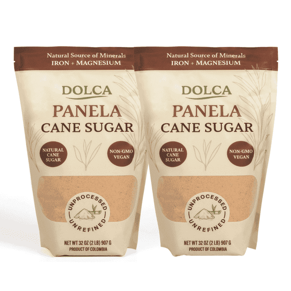 Dolca Panela Sugar – Natural Unrefined Evaporated Cane Juice – Granulated Cane Sugar - Rich Caramel Flavor – Brown Sugar 1:1 Alternative for Coffee, Tea & Baking