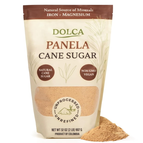 Dolca Panela Sugar Natural Unrefined Evaporated Cane Juice Granulated Cane Sugar - Rich Caramel Flavor Brown Sugar 1:1 Alternative for Coffee, Tea & Baking