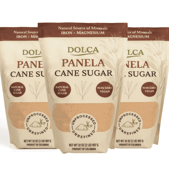 Dolca Panela Sugar – Natural Unrefined Evaporated Cane Juice – Granulated Cane Sugar - Rich Caramel Flavor – Brown Sugar 1:1 Alternative for Coffee, Tea & Baking