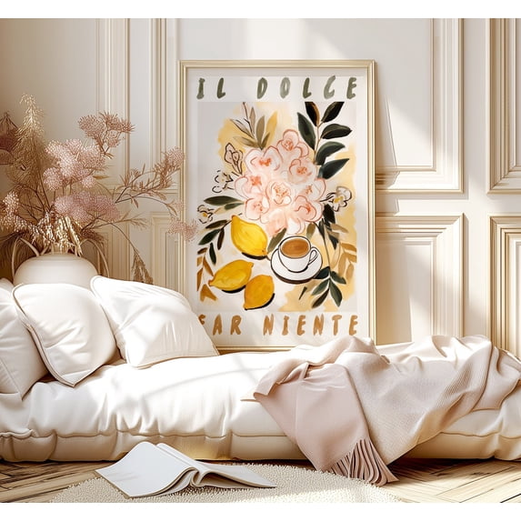 Dolce Far Niente Italy Lemons Wall Art Print, Coffee, Retro, Kitchen ...