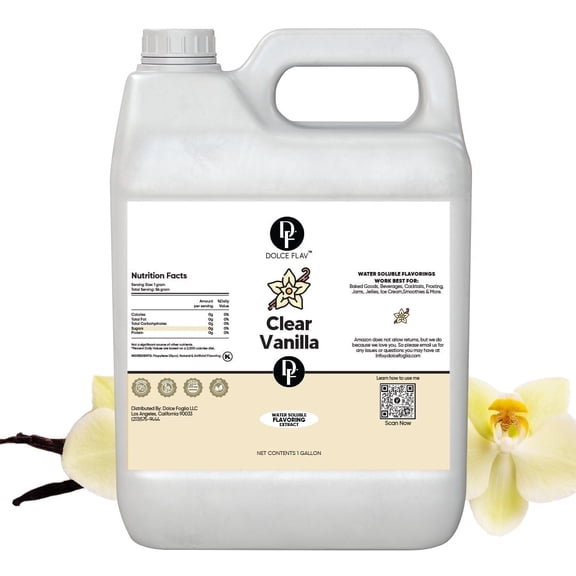 Dolce Flav - Clear Vanilla Flavoring Water Soluble 1 Gallon