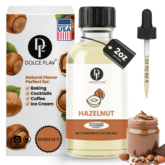 Dolce Flav - Hazelnut Flavoring Extract Water Soluble 2 oz