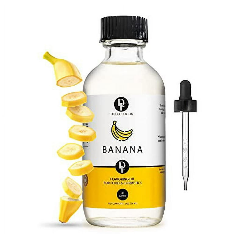 Dolce Foglia Banana Flavoring Oil - 2 Oz. - Flavoring Oil for Candy Making,  Extracts and Flavorings for Baking, Lip Balm, Cookies, Ice Cream 