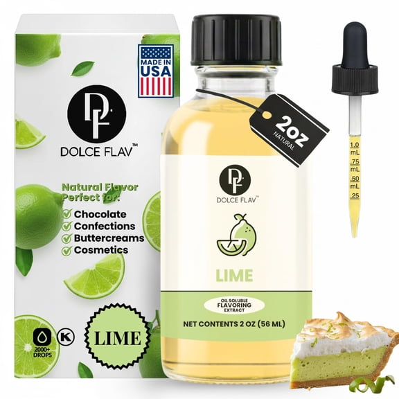 Dolce Flav Lime Extract for Baking, & Flavoring, Candy, 2oz