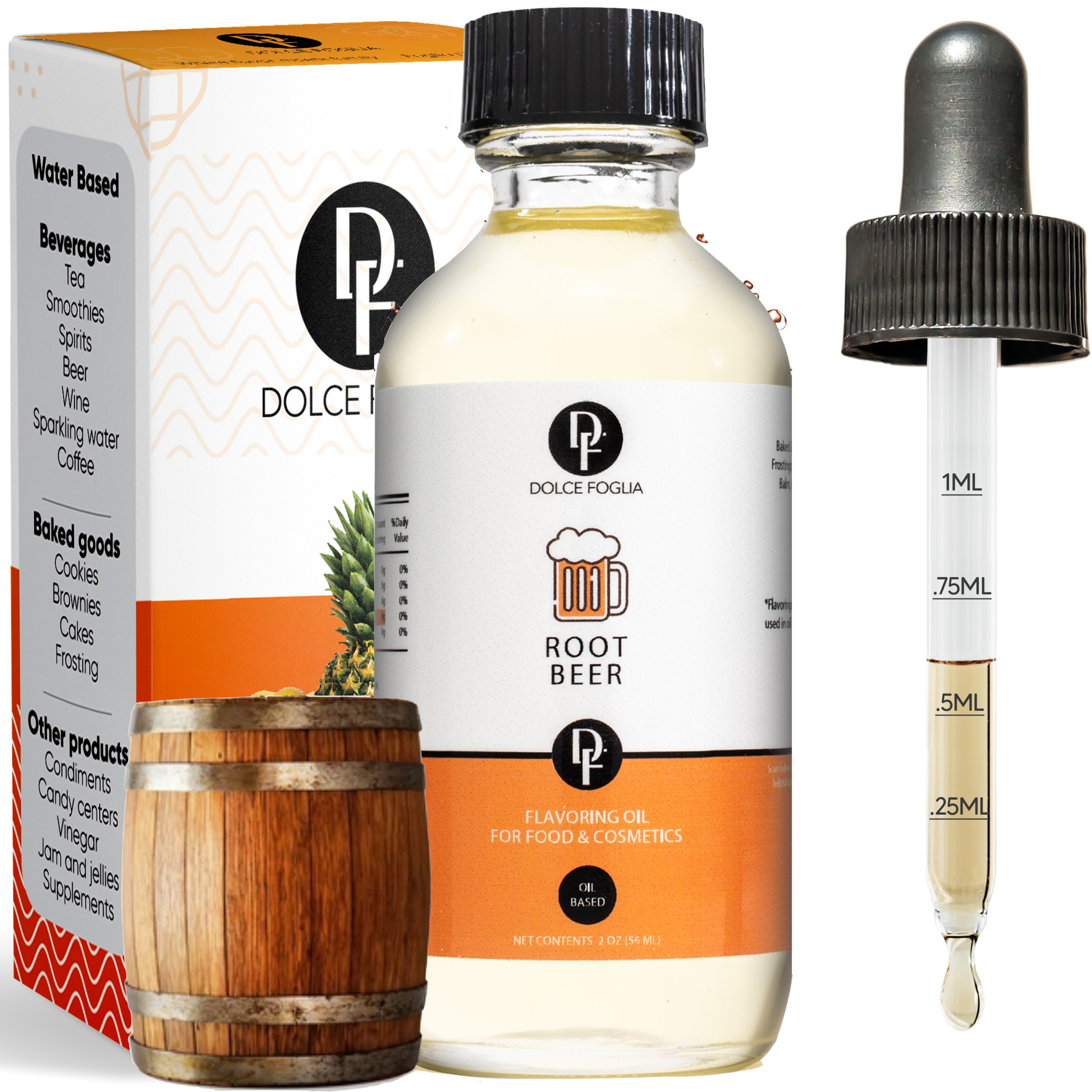 Dolce Foglia Root Beer Extract For Baking, Candy and Cosmetics 2 Oz