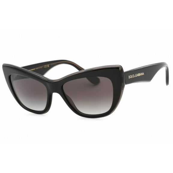 Dolce & Gabbana DG 4417 Plastic Womens Cat-Eye Sunglasses Black/Transparent Grey 54mm Adult