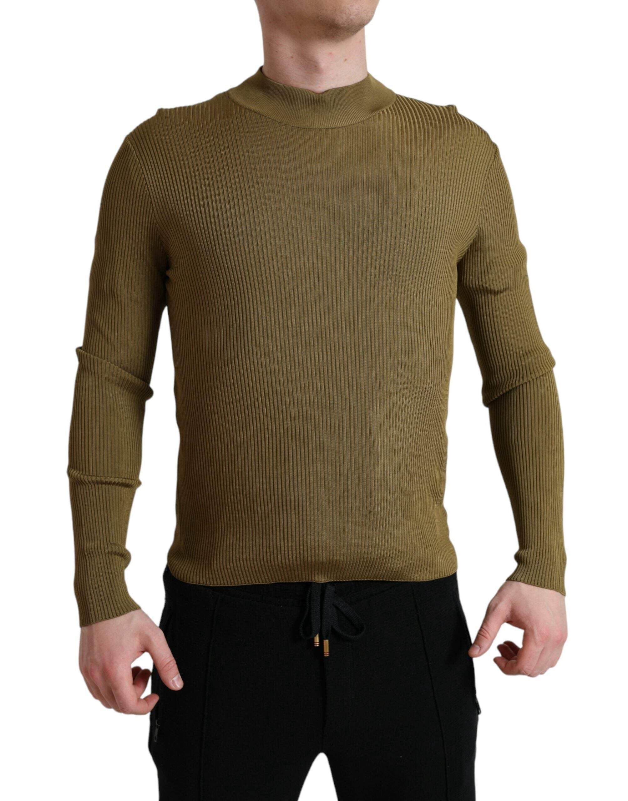 Dolce & Gabbana Light Gray Wool Crew Neck Pullover Sweater