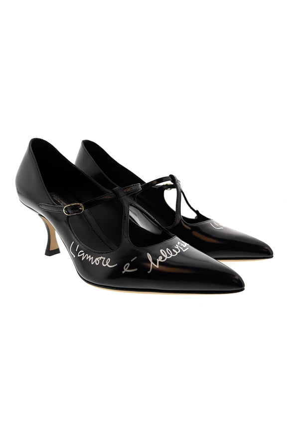 Black Classic T-Strap Kitten Heels-EU36 for womens