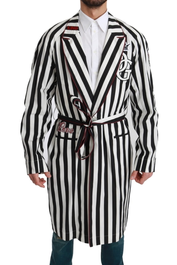 Black Coat Nightgown  White Cotton Robe