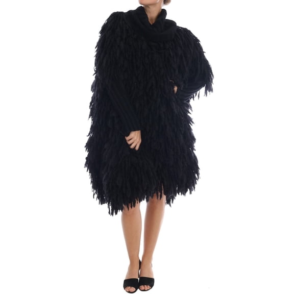 Dolce & Gabbana Black Fringes Wool Pullover Sweater