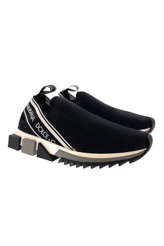 Black Logo Knit Slip On Sneakers-EU35 for womens