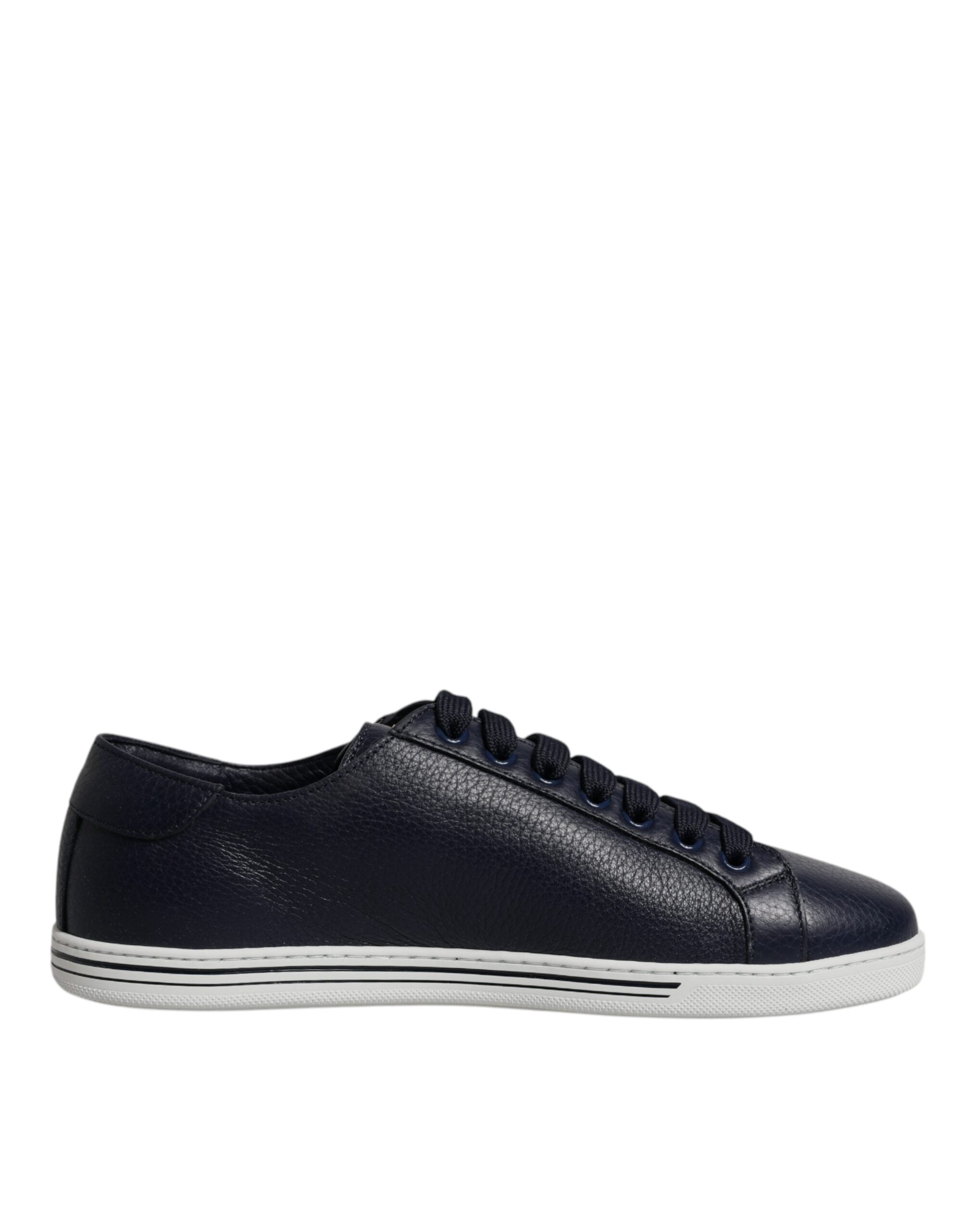 Dolce & Gabbana Black Leather Men Low Top Sneakers Shoes