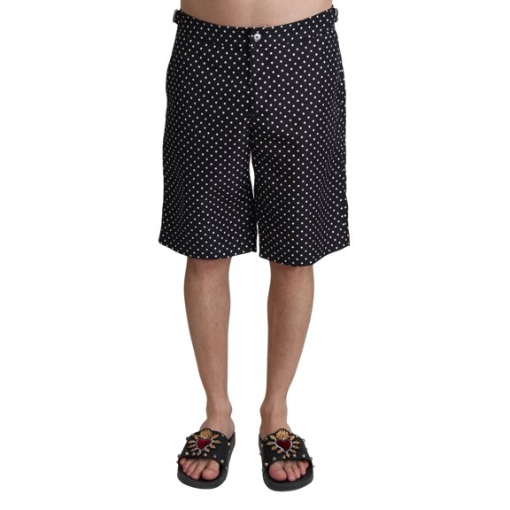 Dolce & Gabbana Black Polka Dots Beachwear Shorts Swimwear