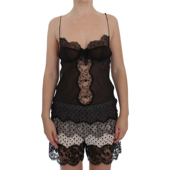 Dolce  Gabbana Black Silk Lace Babydoll Lingerie Top