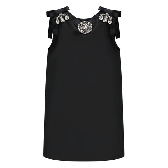 Dolce & Gabbana Black Sleeveless Mini Dress With Crystal Embellishments (Women's)
