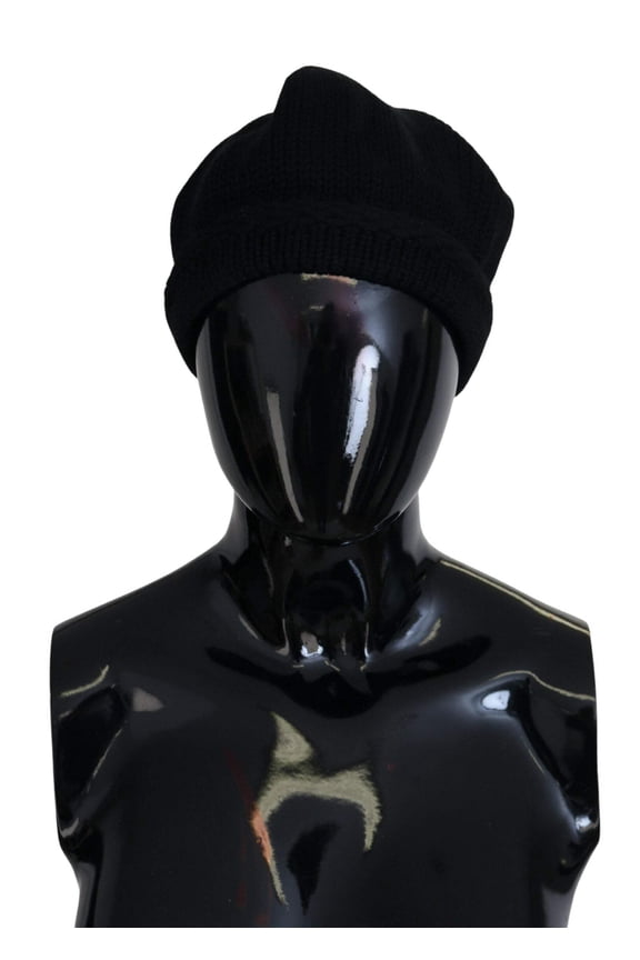 Dolce Gabbana Black Virgin Wool Women Winter Beanie Cap Hat