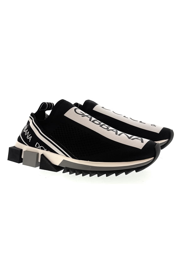 Black/White Logo Knit Slip On Sneakers-EU35 for womens