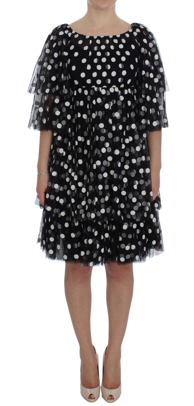 Dolce Gabbana Black White Polka Dotted Ruffled Dress - Walmart.com