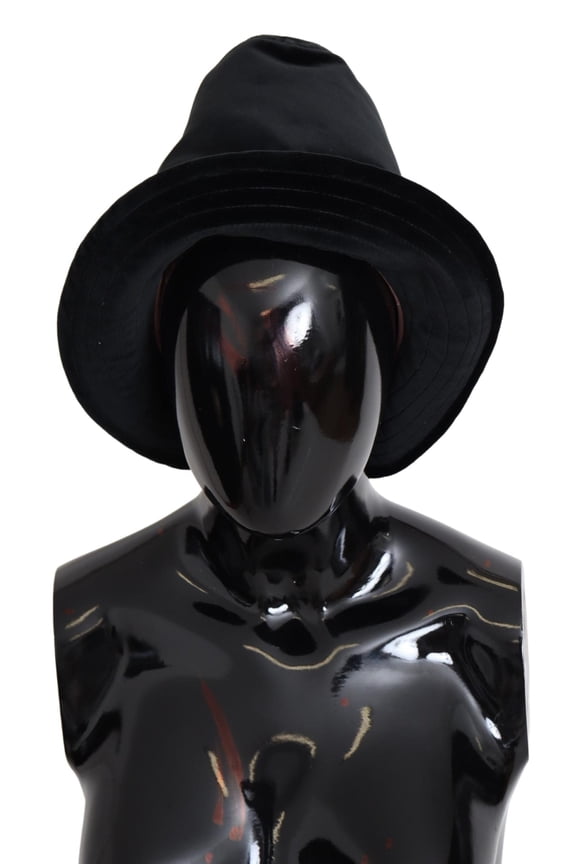 Black Wide Brimmed Velvet Bucket Capello Hat