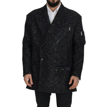 Dolce  Gabbana Black Wool Double Breasted Coat Men Jacket